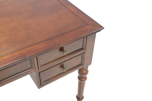 Canora Grey Brown Retro Rectangle Solid Wood Writing Desk, 5-Drawer, image 10