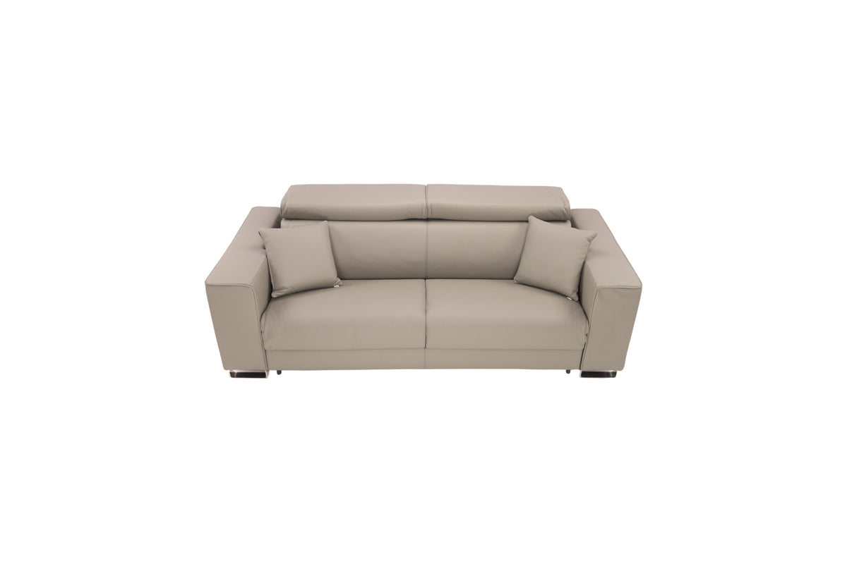 Casa Italia Furniture Monica Genuine Italian Top Grain Leather Queen Wide Arm Sleeper Sofa Bed with Memory Foam Mattress