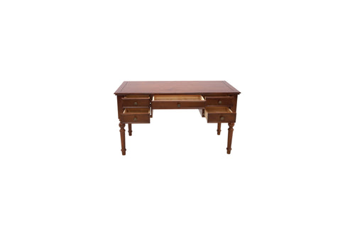 Canora Grey Brown Retro Rectangle Solid Wood Writing Desk, 5-Drawer, image 6