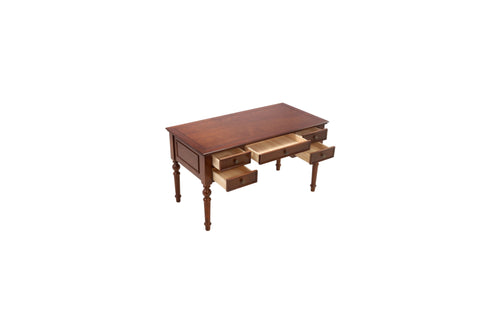Canora Grey Brown Retro Rectangle Solid Wood Writing Desk, 5-Drawer, image 7