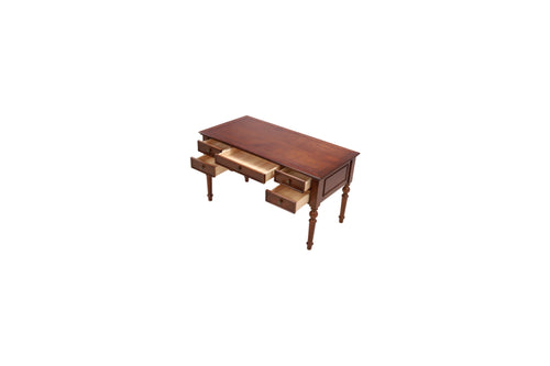Canora Grey Brown Retro Rectangle Solid Wood Writing Desk, 5-Drawer, image 9