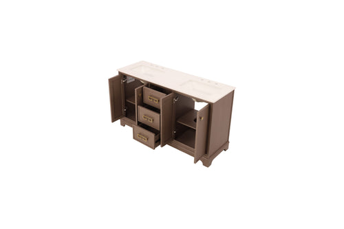 Ebern Designs Free Standing Double Bathroom Vanity with Engineered Marble Top, Ceramic Sink, image 6