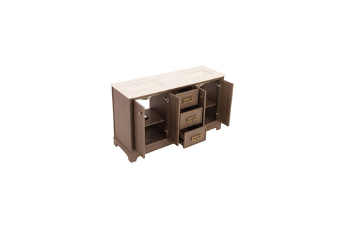 Ebern Designs Free Standing Double Bathroom Vanity with Engineered Marble Top, Ceramic Sink, image 7