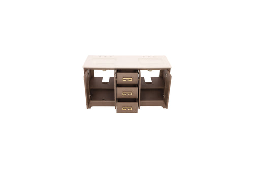 Ebern Designs Free Standing Double Bathroom Vanity with Engineered Marble Top, Ceramic Sink, image 8