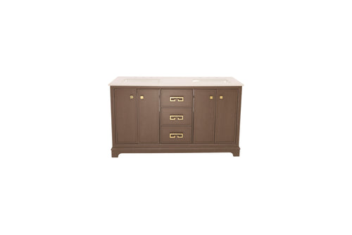 Ebern Designs Free Standing Double Bathroom Vanity with Engineered Marble Top, Ceramic Sink