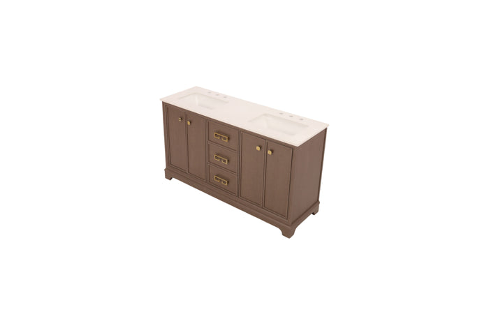 Ebern Designs Free Standing Double Bathroom Vanity with Engineered Marble Top, Ceramic Sink, image 3