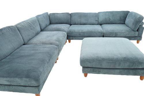 Willa Arlo Interiors Espinosa Corduroy L-Shaped and U-Shaped Corner Sectional with Ottoman, image 5