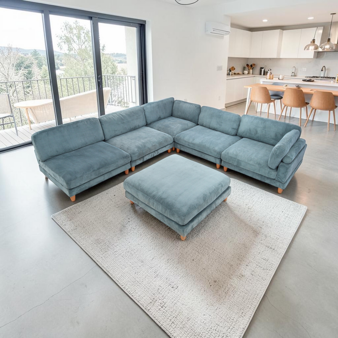 Willa Arlo Interiors Espinosa Corduroy L-Shaped and U-Shaped Corner Sectional with Ottoman