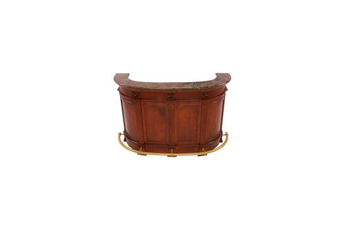 Wrought Studio Vintage American Hand-Carved Home Bar - Solid Wood Construction, Marble Top, with Wine Storage, Brushed Copper Footrest, image 4