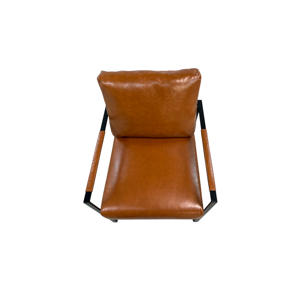 17 Stories Achilina Vintage Soft Vegan Leather Arm Accent Chair with Removable Backrest