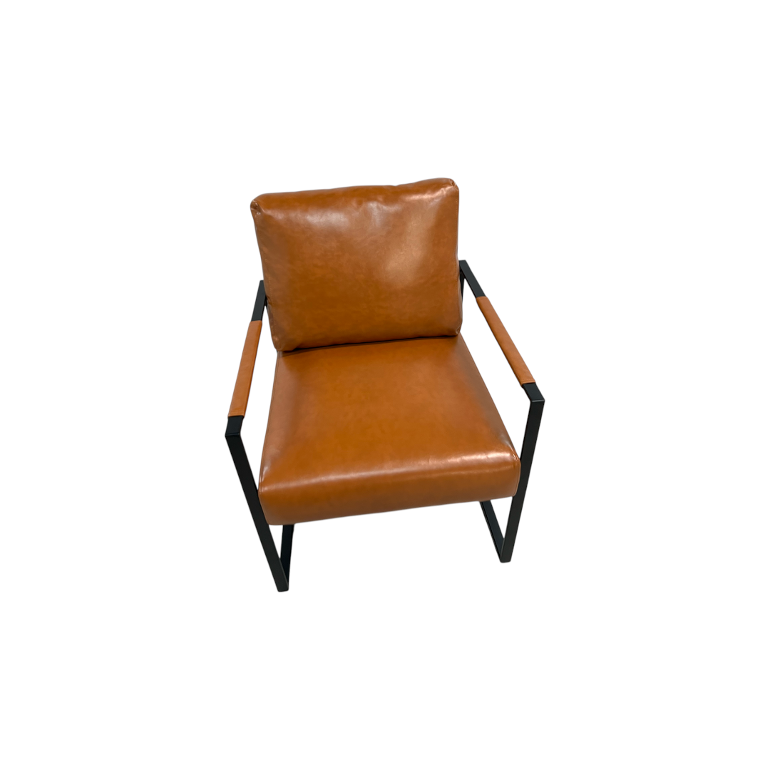 17 Stories Achilina Vintage Soft Vegan Leather Arm Accent Chair with Removable Backrest