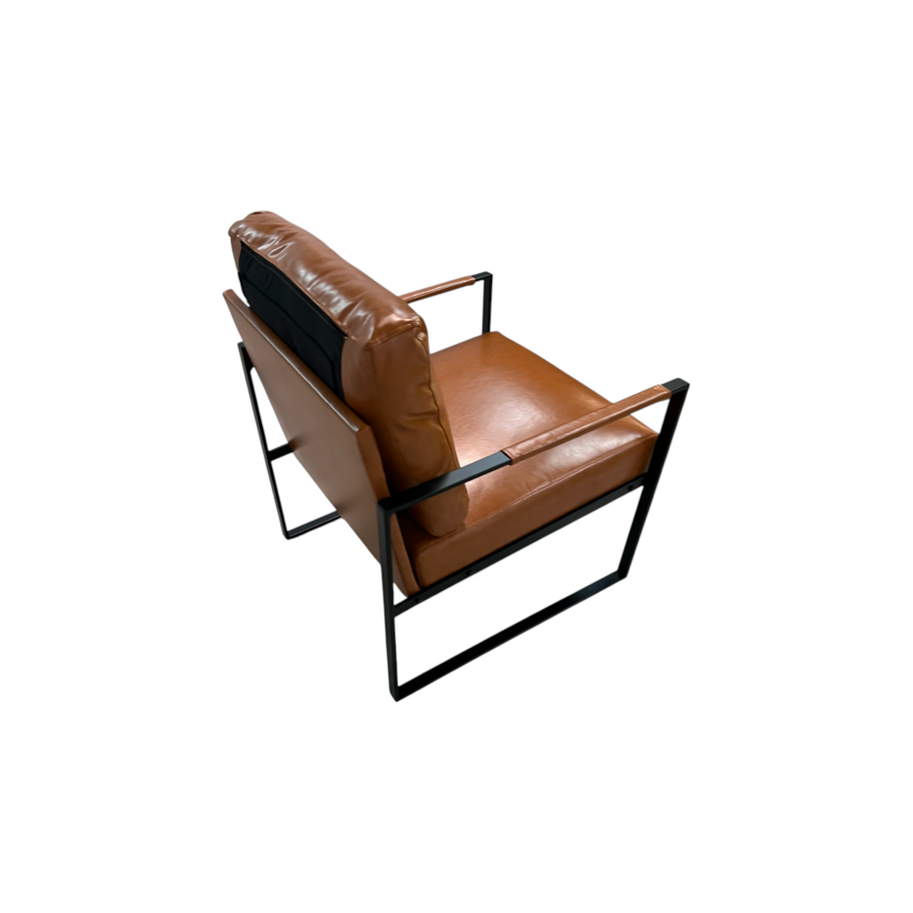 17 Stories Achilina Vintage Soft Vegan Leather Arm Accent Chair with Removable Backrest