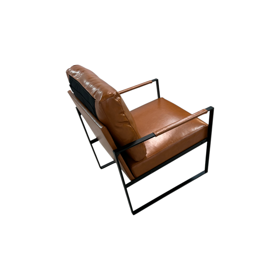 17 Stories Achilina Vintage Soft Vegan Leather Arm Accent Chair with Removable Backrest