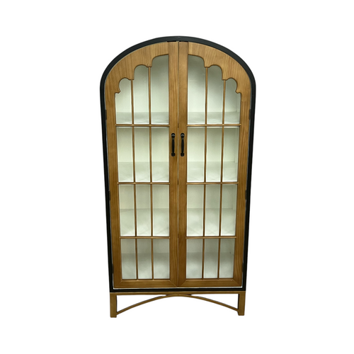 17 Stories Modern Black Solid Wood Glass China Cabinet