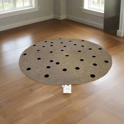 2Modern Jute Carpet - Black Dots