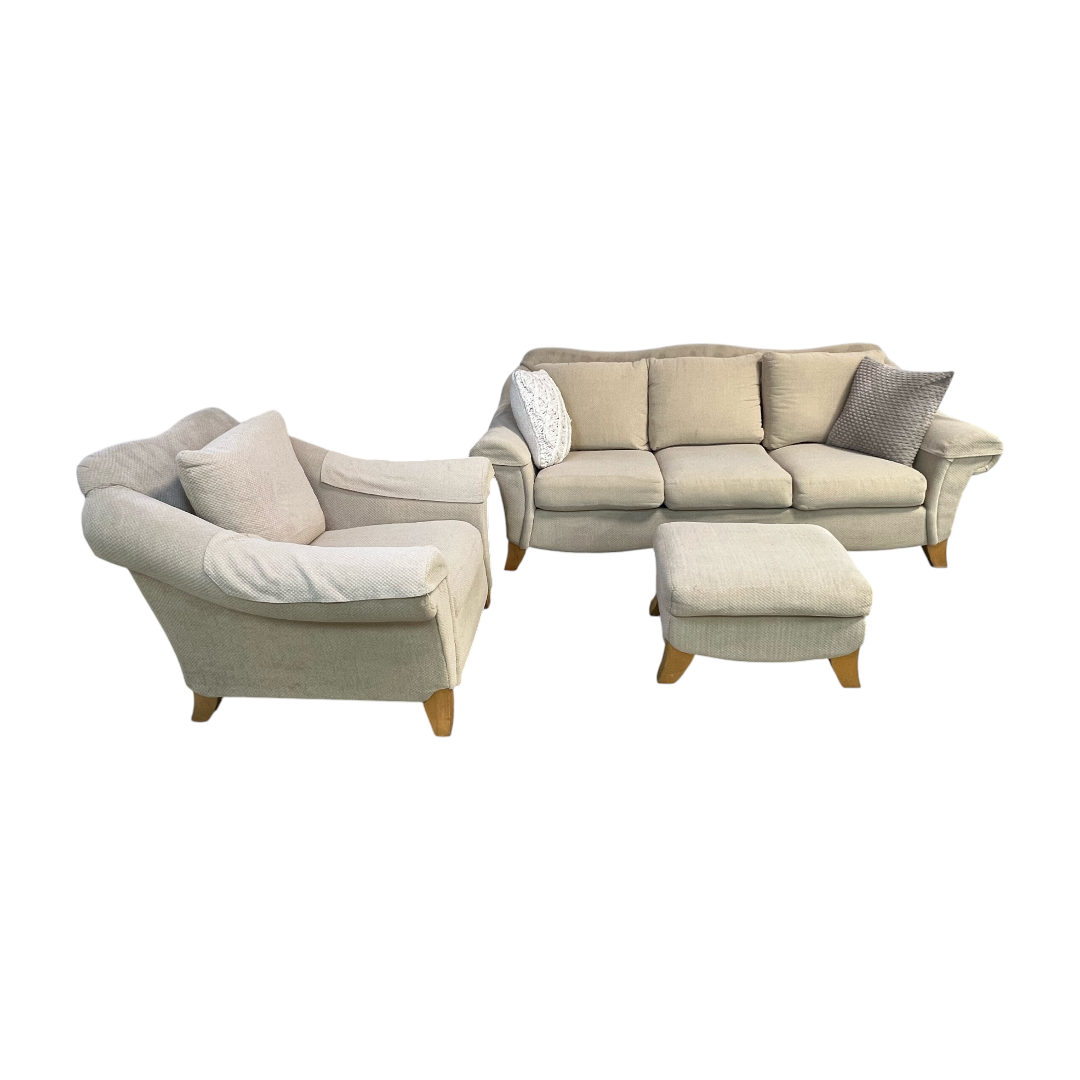 American Home Collection by LA - Z -BOY Cream White Sofa Set and Ottoman