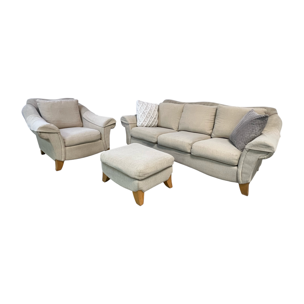 American Home Collection by LA - Z -BOY Cream White Sofa Set and Ottoman