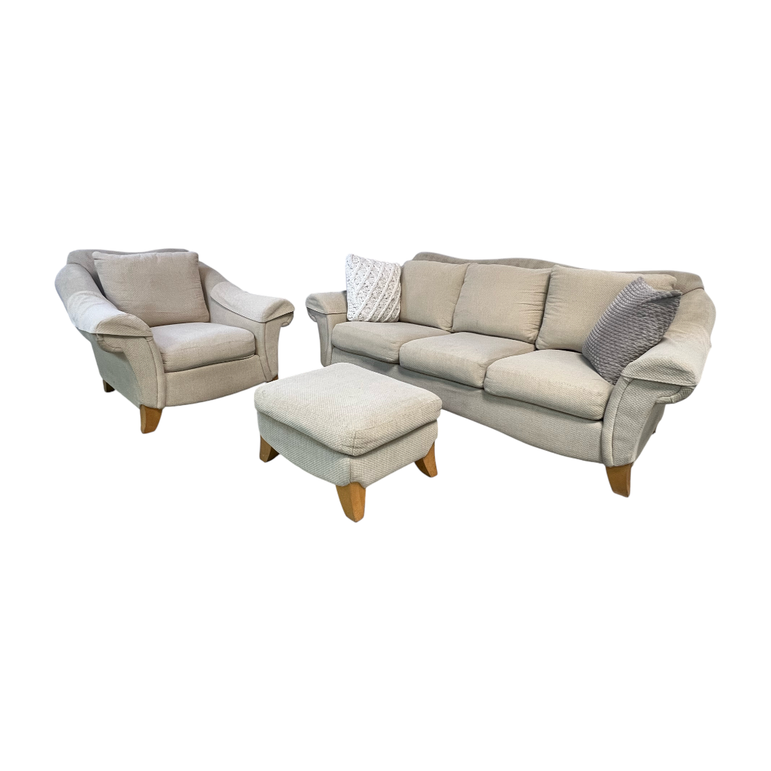 American Home Collection by LA - Z -BOY Cream White Sofa Set and Ottoman