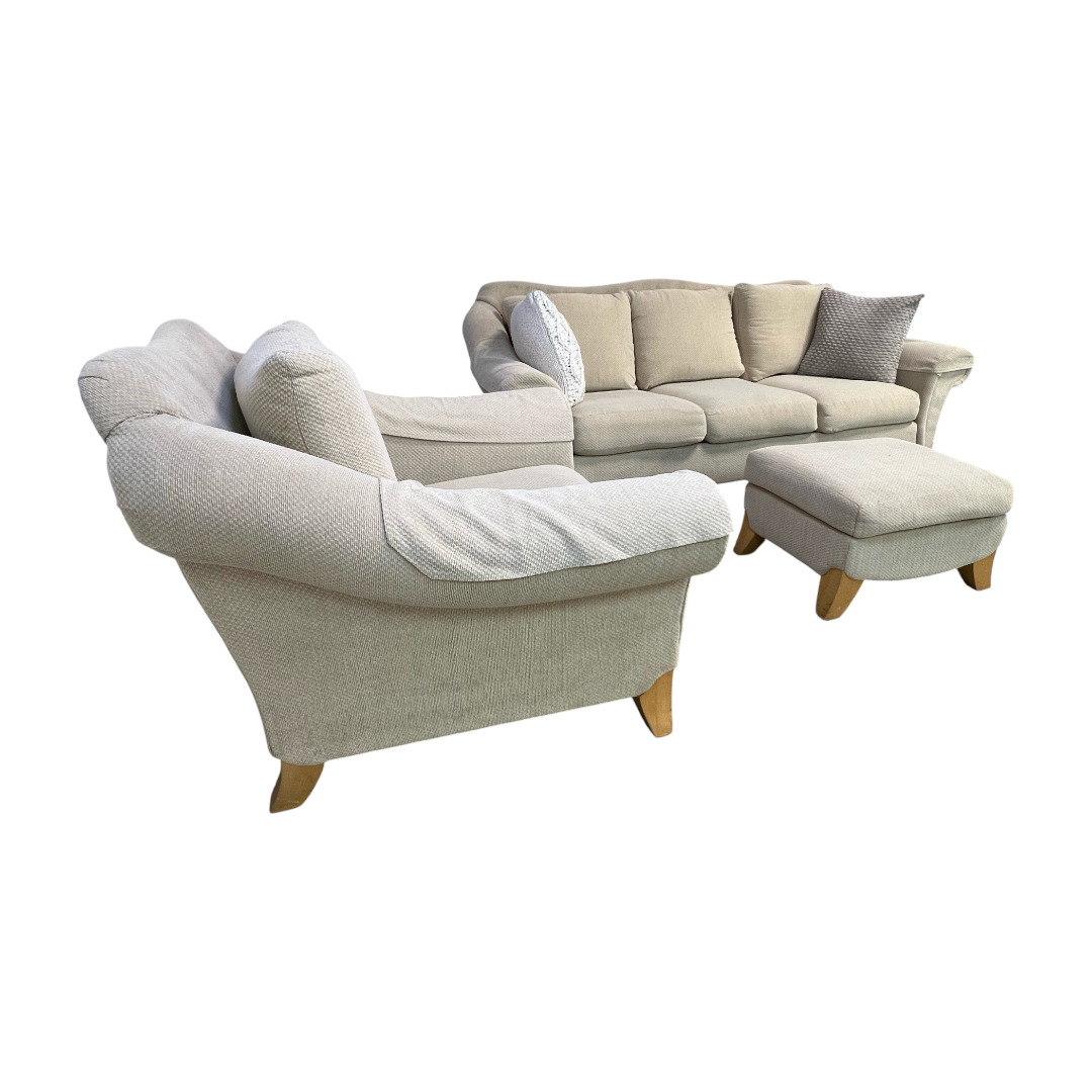 American Home Collection by LA - Z -BOY Cream White Sofa Set and Ottoman