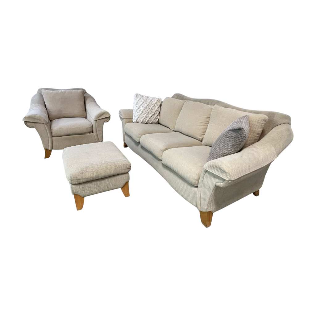 American Home Collection by LA - Z -BOY Cream White Sofa Set and Ottoman
