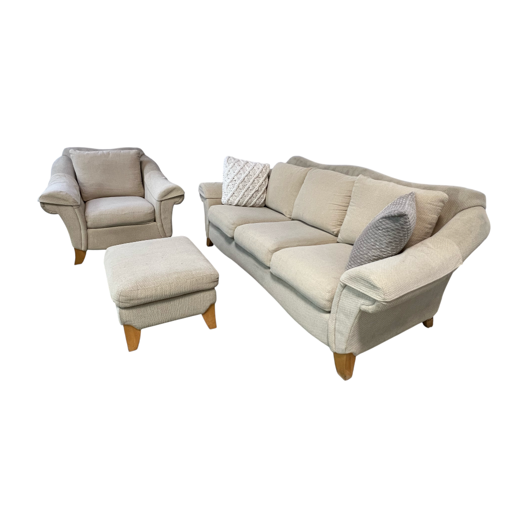 American Home Collection by LA - Z -BOY Cream White Sofa Set and Ottoman