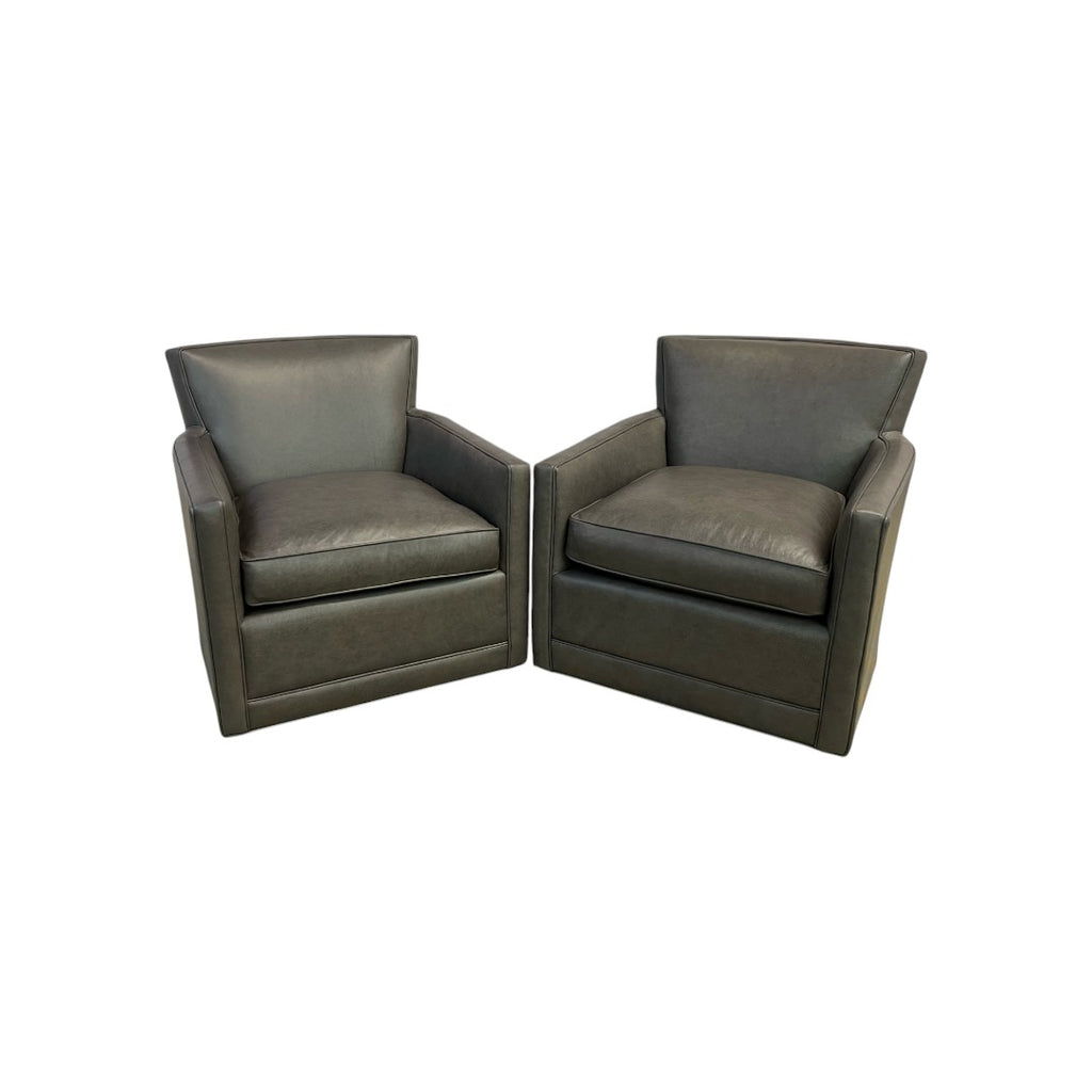 Arhaus Rudy Leather Swivel Chair Set