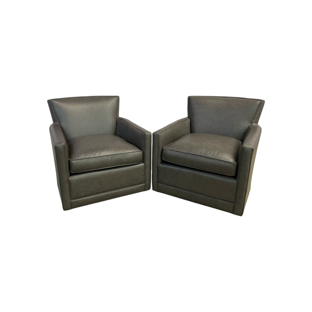 Arhaus Rudy Leather Swivel Chair Set