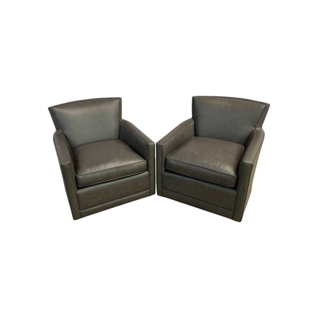 Arhaus Rudy Leather Swivel Chair Set