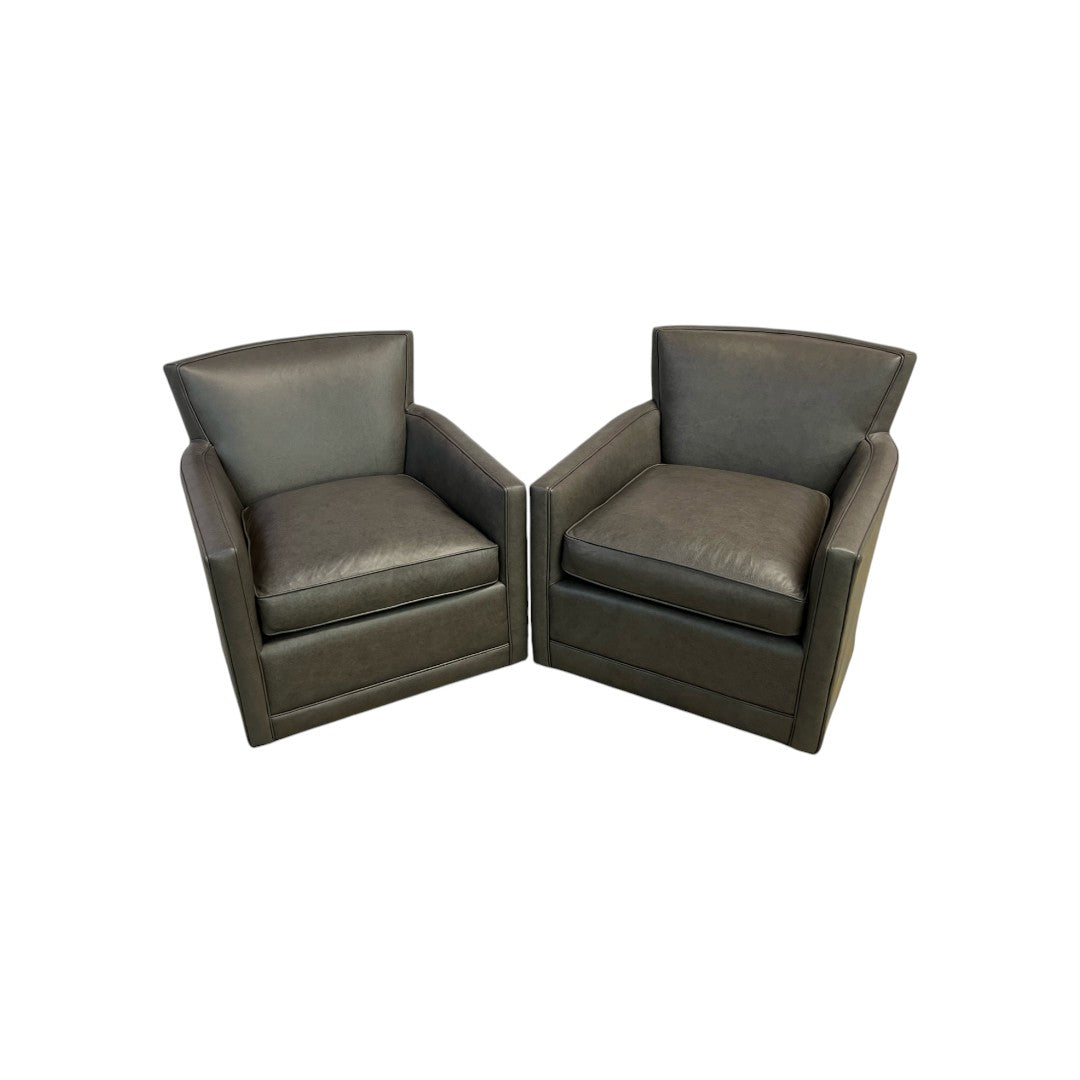 Arhaus Rudy Leather Swivel Chair Set