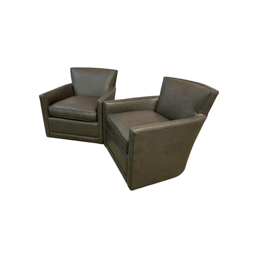 Arhaus Rudy Leather Swivel Chair Set