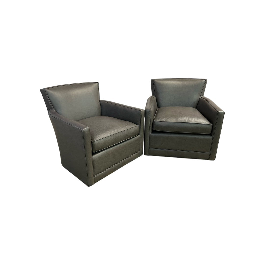 Arhaus Rudy Leather Swivel Chair Set