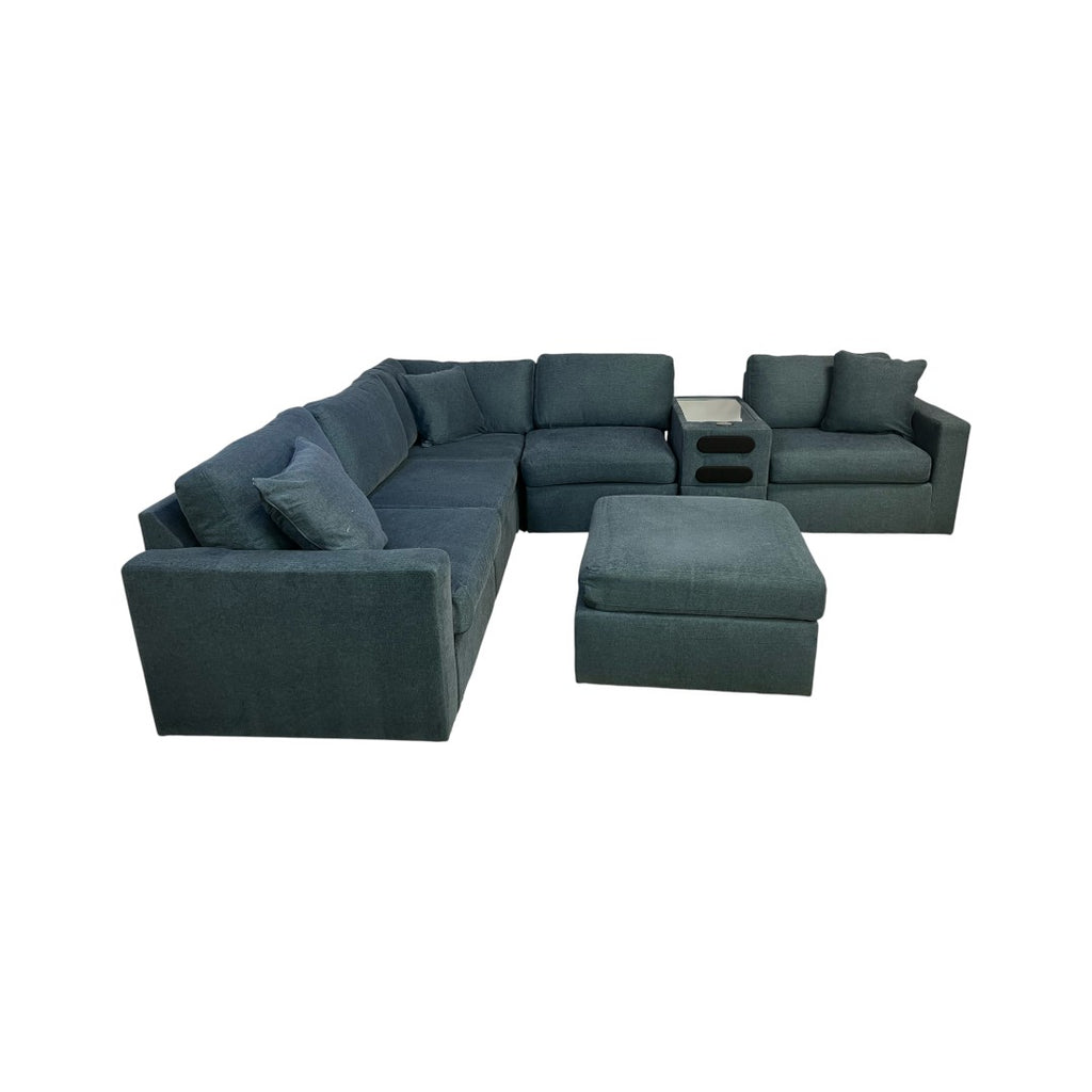 Ashley Modmax 6-pc Modular Next-Gen Nuvella Fabric Sectional with Audio Console and Ottoman
