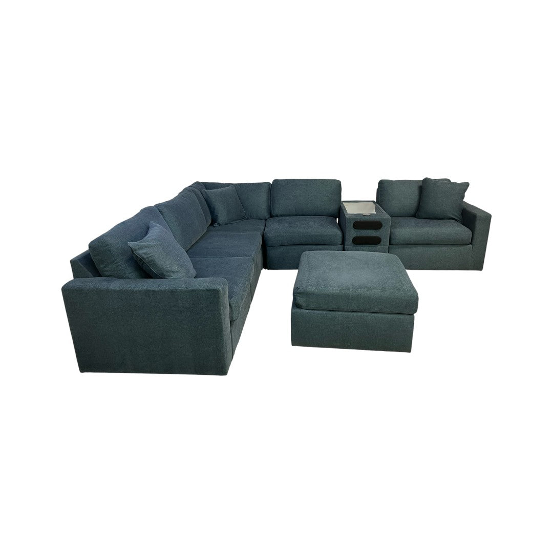 Ashley Modmax 6-pc Modular Next-Gen Nuvella Fabric Sectional with Audio Console and Ottoman