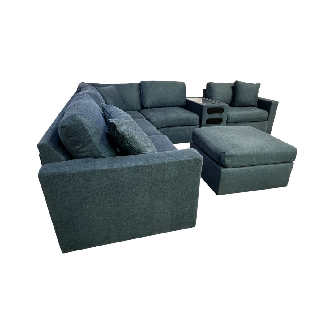 Ashley Modmax 6-pc Modular Next-Gen Nuvella Fabric Sectional with Audio Console and Ottoman