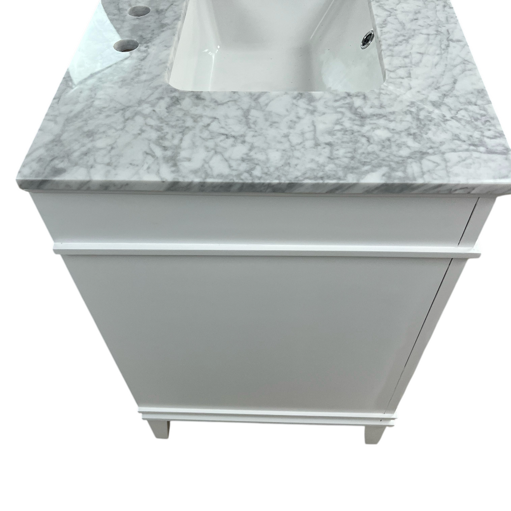 Birch Lane Frankfurt Single Bathroom Vanity Set with White Cabinet and Carrara Marble Countertop