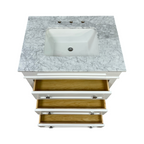 Birch Lane Frankfurt Single Bathroom Vanity Set with White Cabinet and Carrara Marble Countertop
