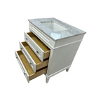Birch Lane Frankfurt Single Bathroom Vanity Set with White Cabinet and Carrara Marble Countertop