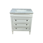 Birch Lane Frankfurt Single Bathroom Vanity Set with White Cabinet and Carrara Marble Countertop