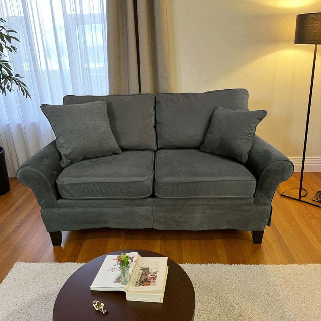 Bobs Katie Gray Skirted Loveseat