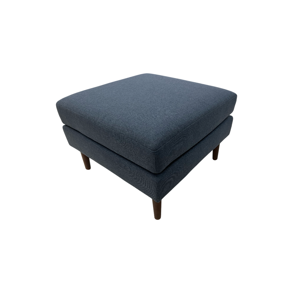 Burrow Nomad Ottoman - Navy Blue with Walnut Wood Leg Finish