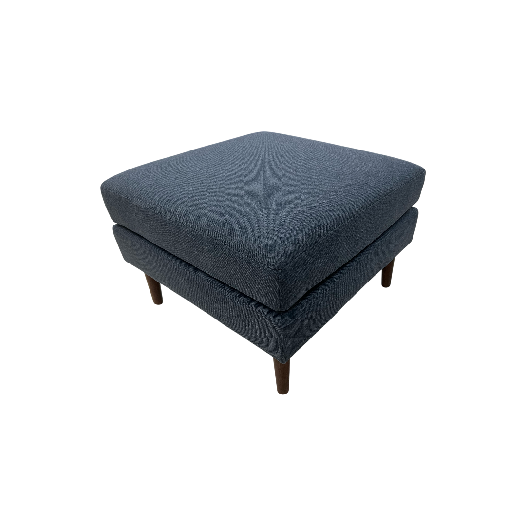 Burrow Nomad Ottoman - Navy Blue with Walnut Wood Leg Finish