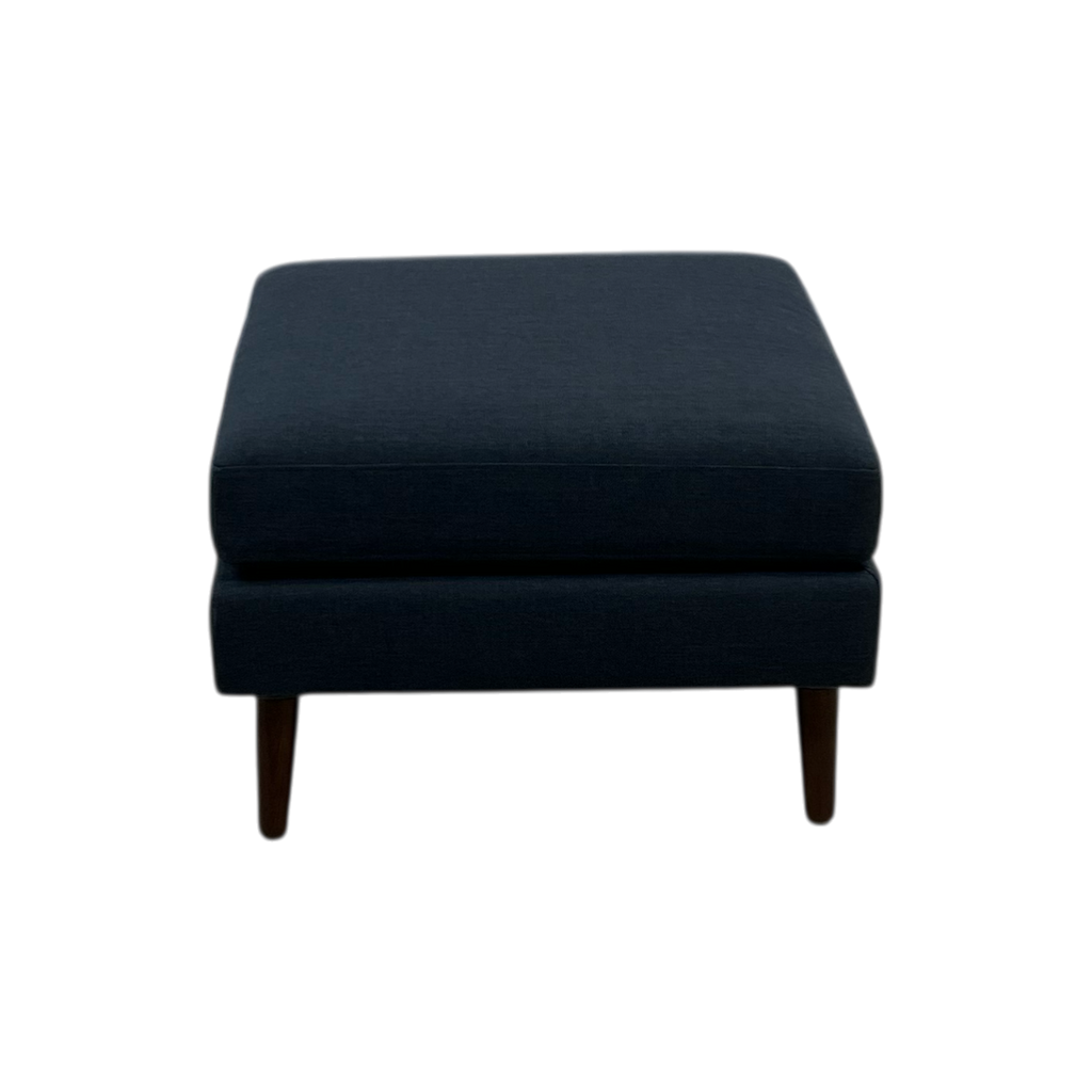 Burrow Nomad Ottoman - Navy Blue with Walnut Wood Leg Finish