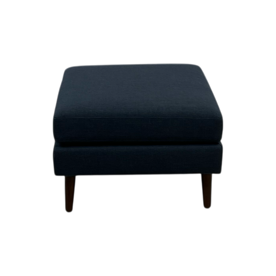 Burrow Nomad Ottoman - Navy Blue with Walnut Wood Leg Finish