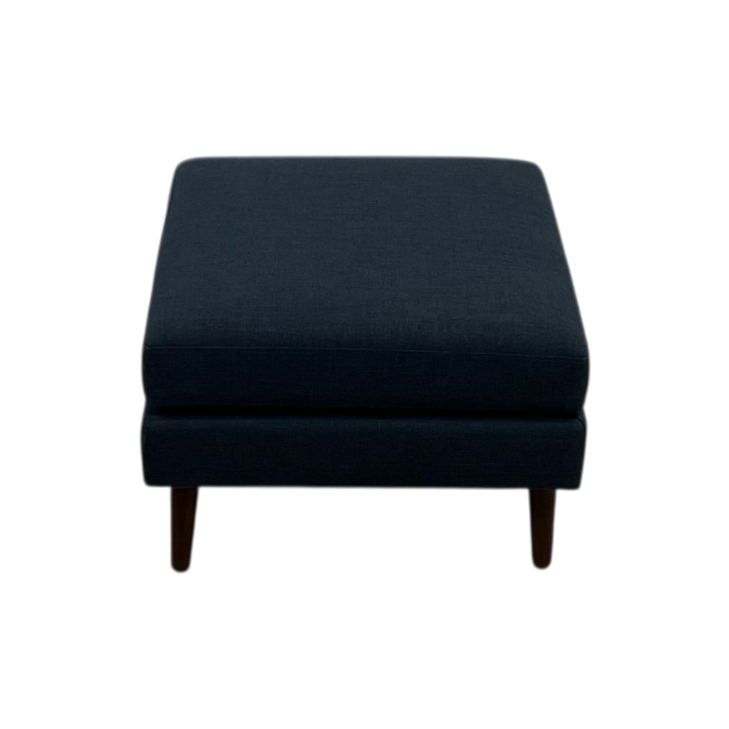 Burrow Nomad Ottoman - Navy Blue with Walnut Wood Leg Finish