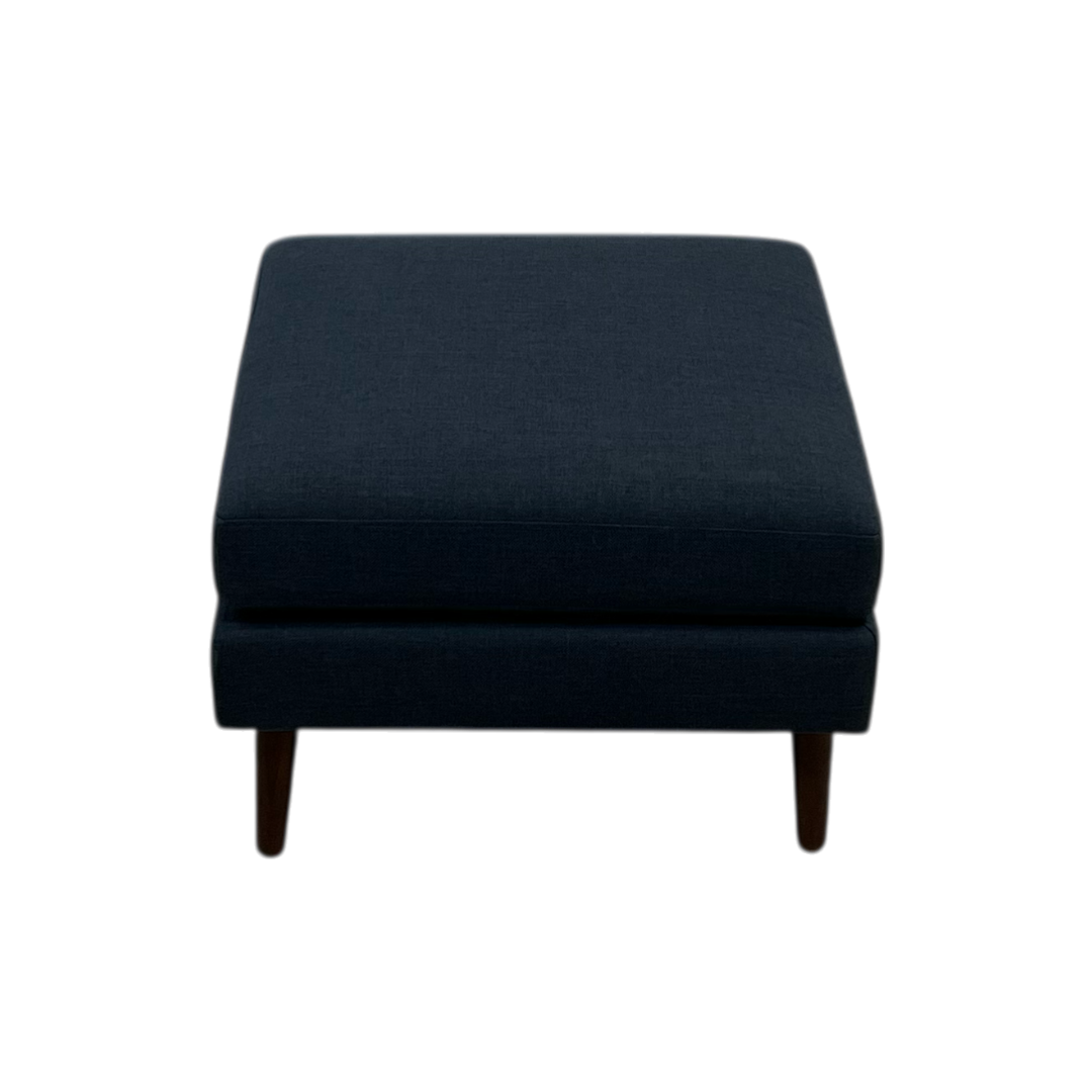 Burrow Nomad Ottoman - Navy Blue with Walnut Wood Leg Finish