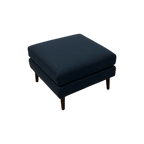 Burrow Nomad Ottoman - Navy Blue with Walnut Wood Leg Finish