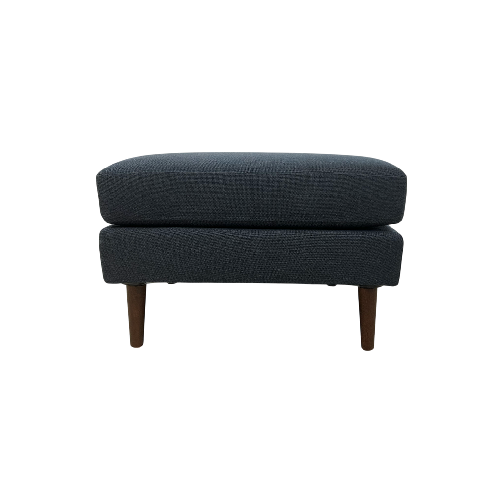 Burrow Nomad Ottoman - Navy Blue with Walnut Wood Leg Finish