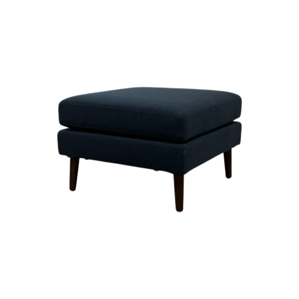 Burrow Nomad Ottoman - Navy Blue with Walnut Wood Leg Finish