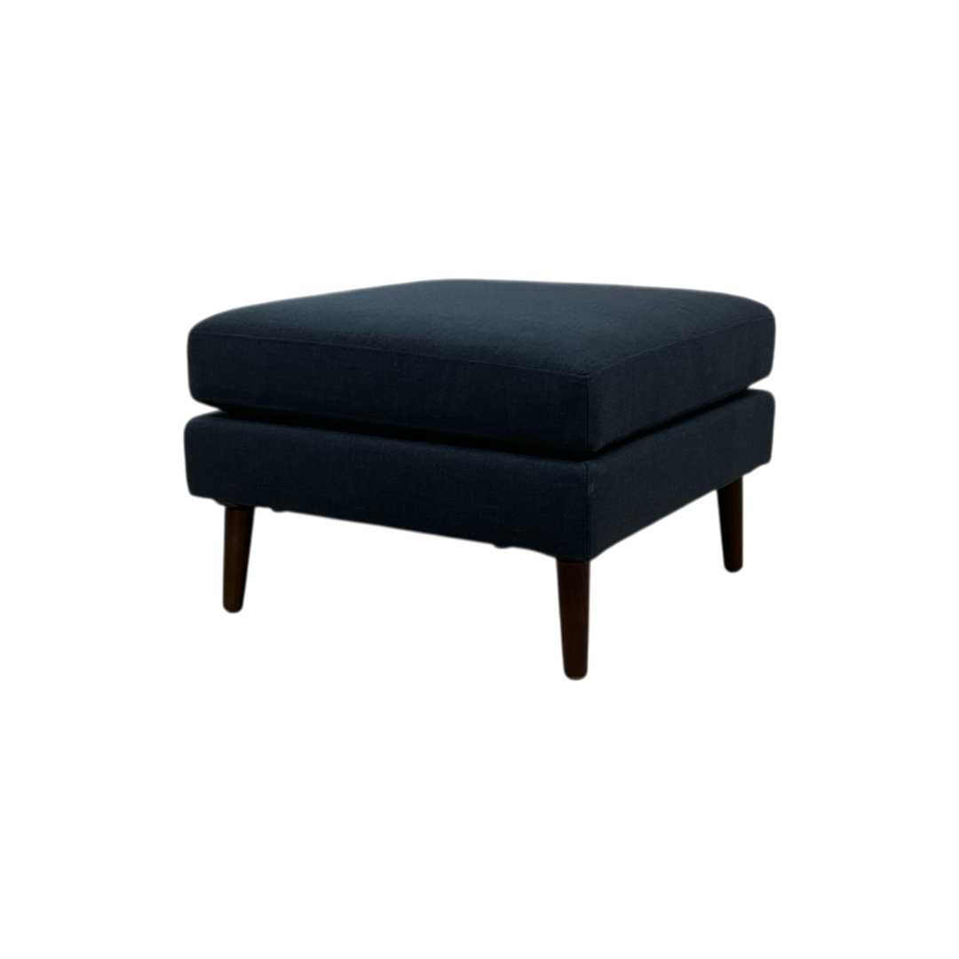Burrow Nomad Ottoman - Navy Blue with Walnut Wood Leg Finish