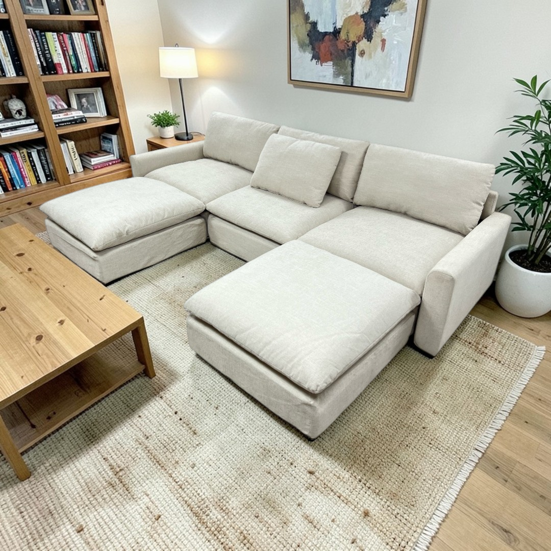 Burrow Russet 4-Piece Reversible Chaise Sectional with Ottoman